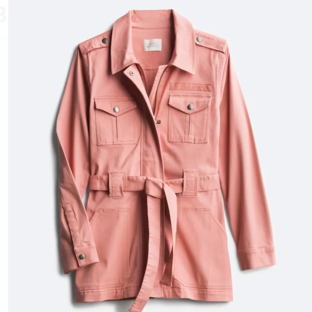 Market & Spruce Bambi Blush Pink Belted Cargo Jacket - Picture 1 of 2